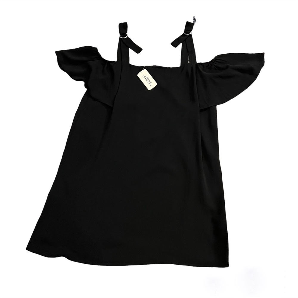 Forever 21 Cold Shoulder Ruffle Sleeve Dress Black Size Medium